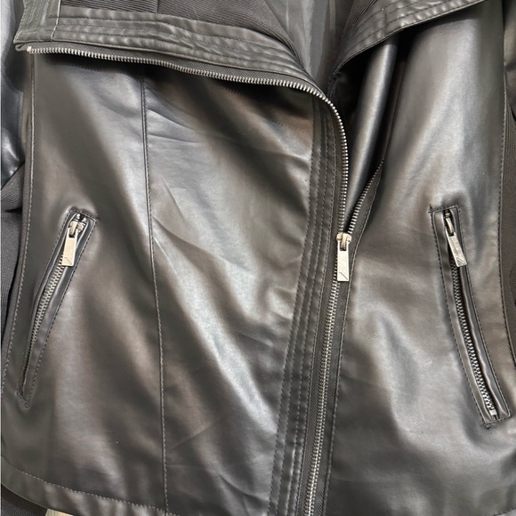 Therapy Moto Faux Leather Jacket with Ribbed Panels - Picture 2 of 8